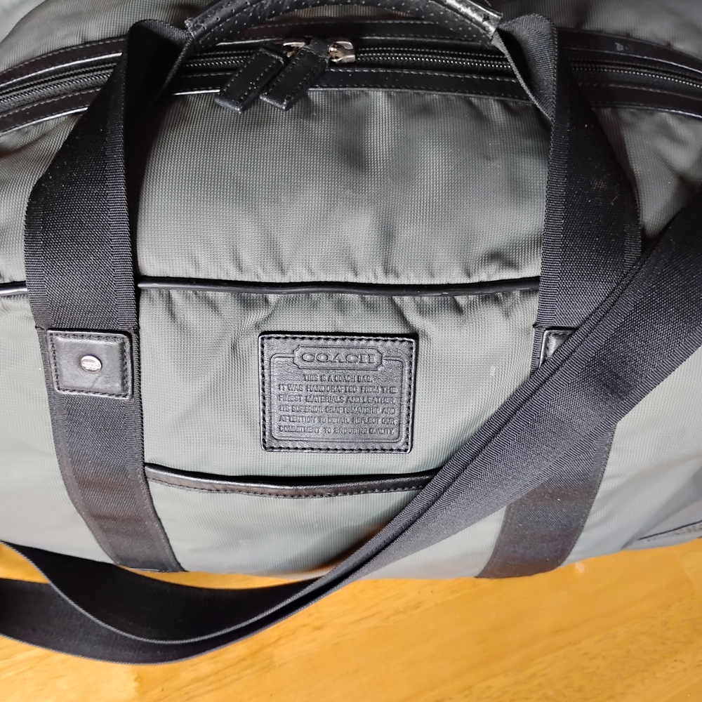 Coach Boston Voyager Green Duffel with Black Leather Trim - Picture 1 of 15